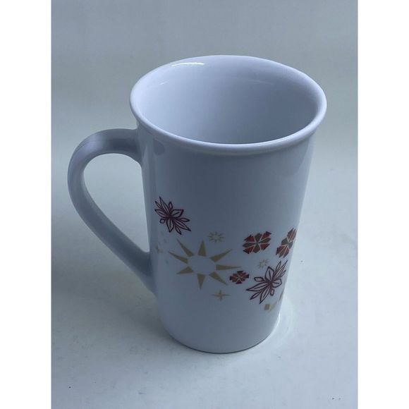 Starbucks Holiday Floral Poinsettia Snowflake Red 12oz Coffee Cup Tall Mug - Picture 1 of 6